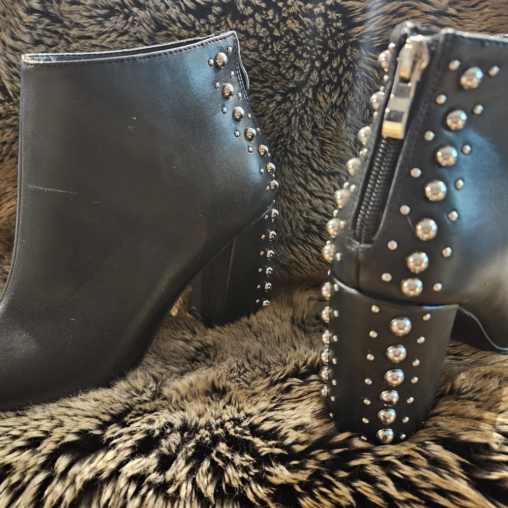 Madden Girl Black Ankle Boots with Studded Detailing